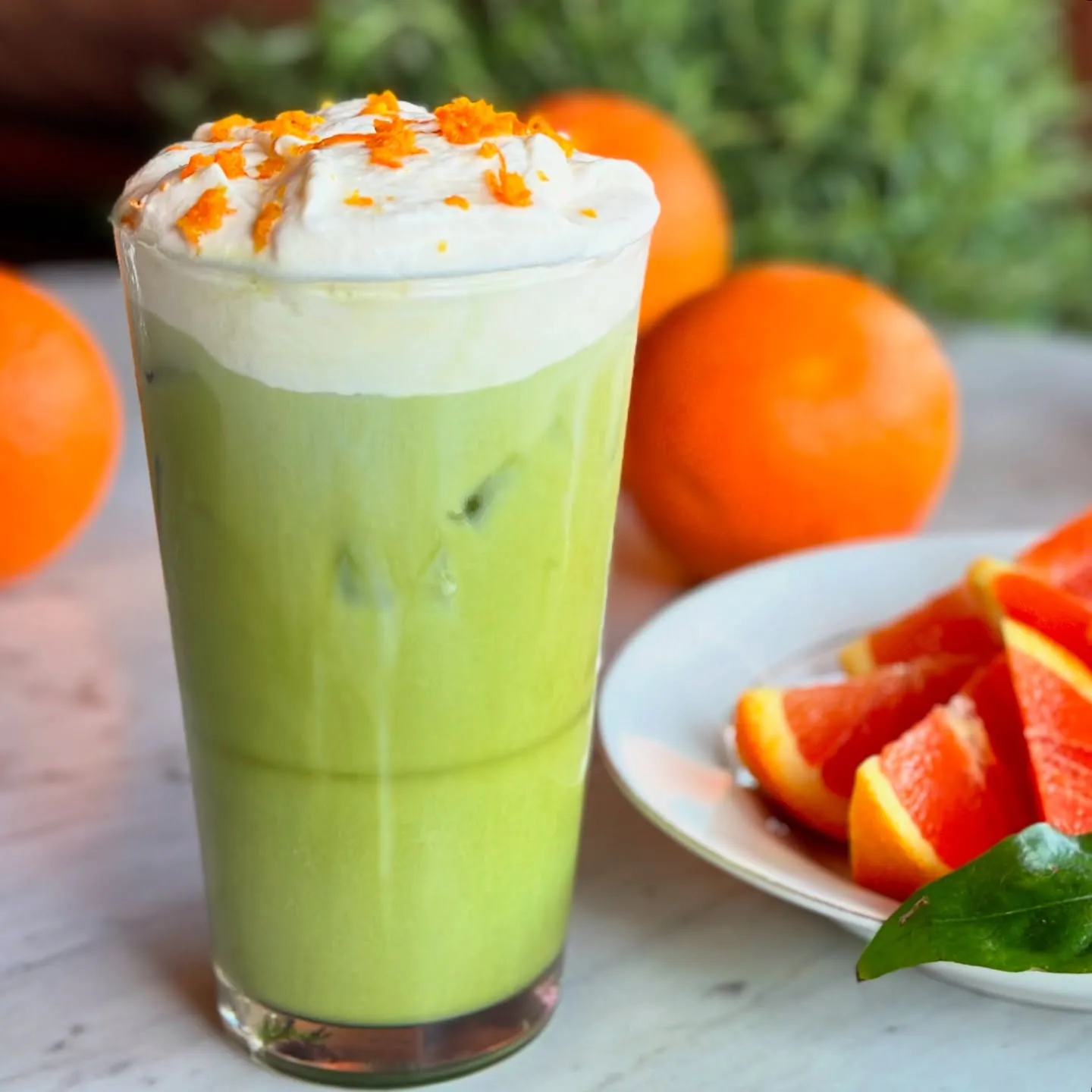 Matcha orange cream drink